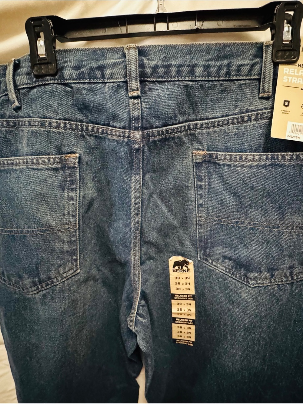 Berne 38X34 Men's Blue Denim Work Jeans durable well made relaxed straight NWT